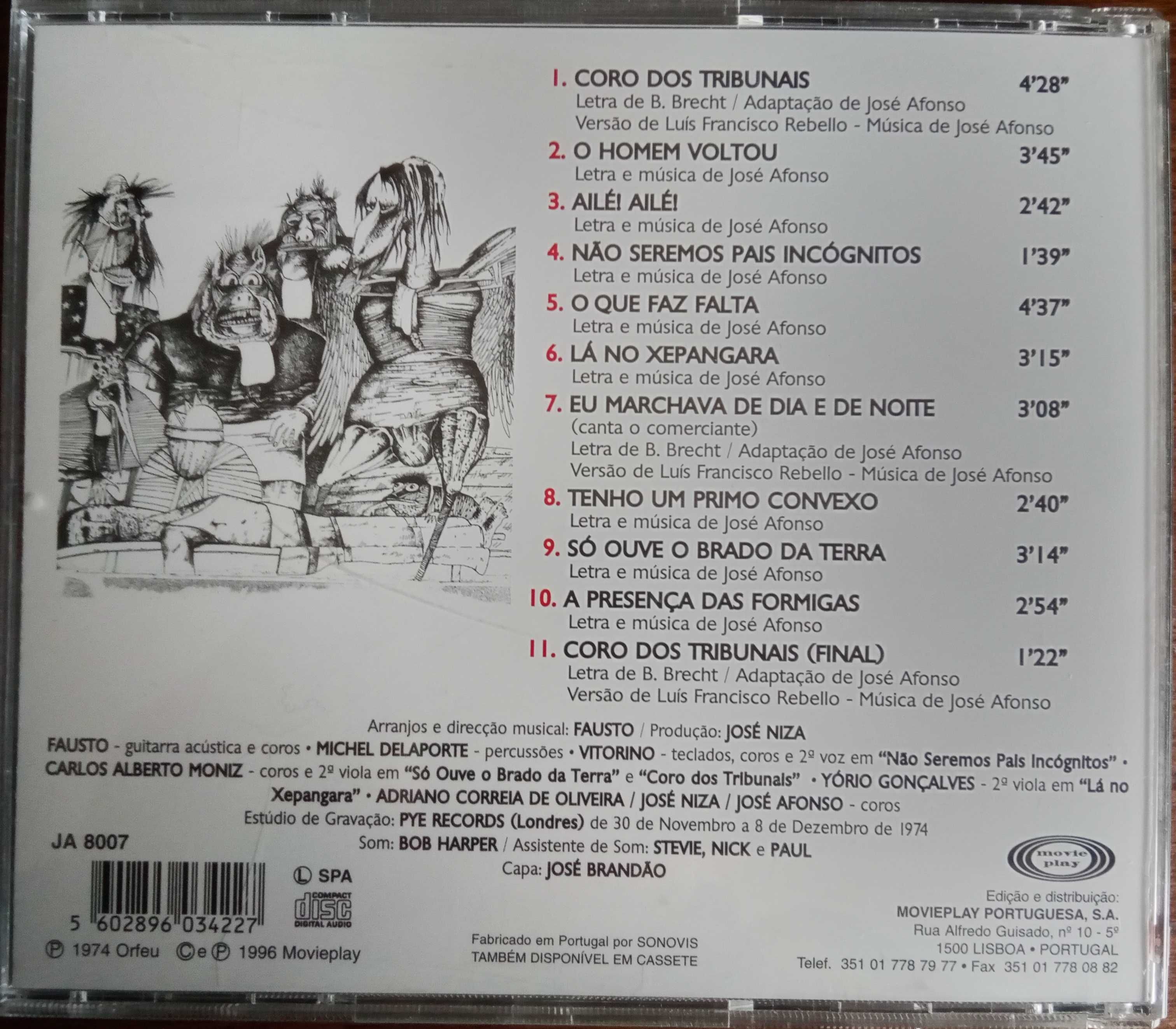 José Afonso	- - - - -		Coro dos Tribunais	- - - - -	CD