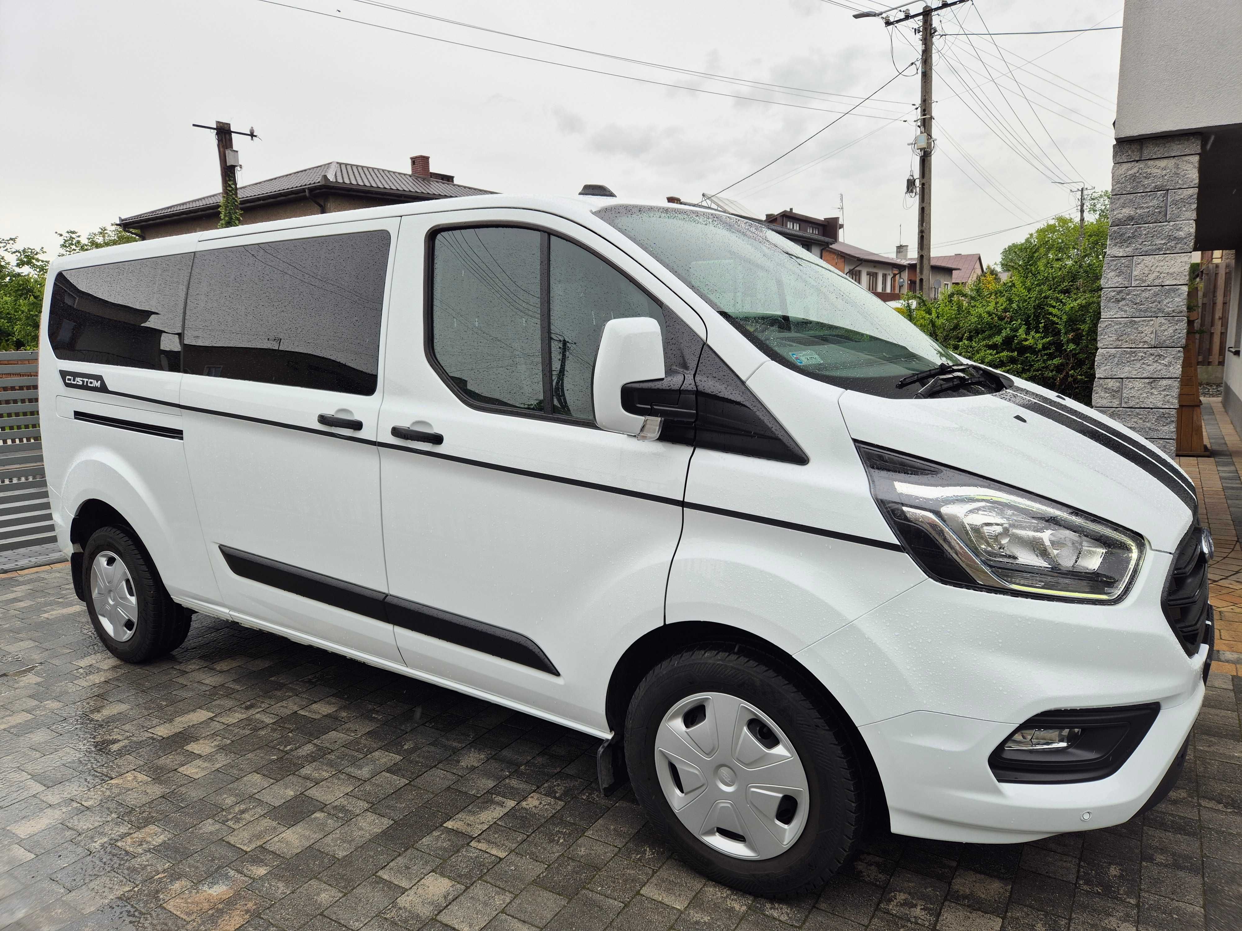 Ford Transit custom 9 osobowy long długi, jak nowy Salon Polska