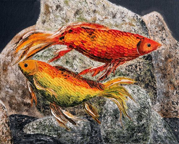 Авторська картина Олени Ярошенко "Дві строкаті рибки"