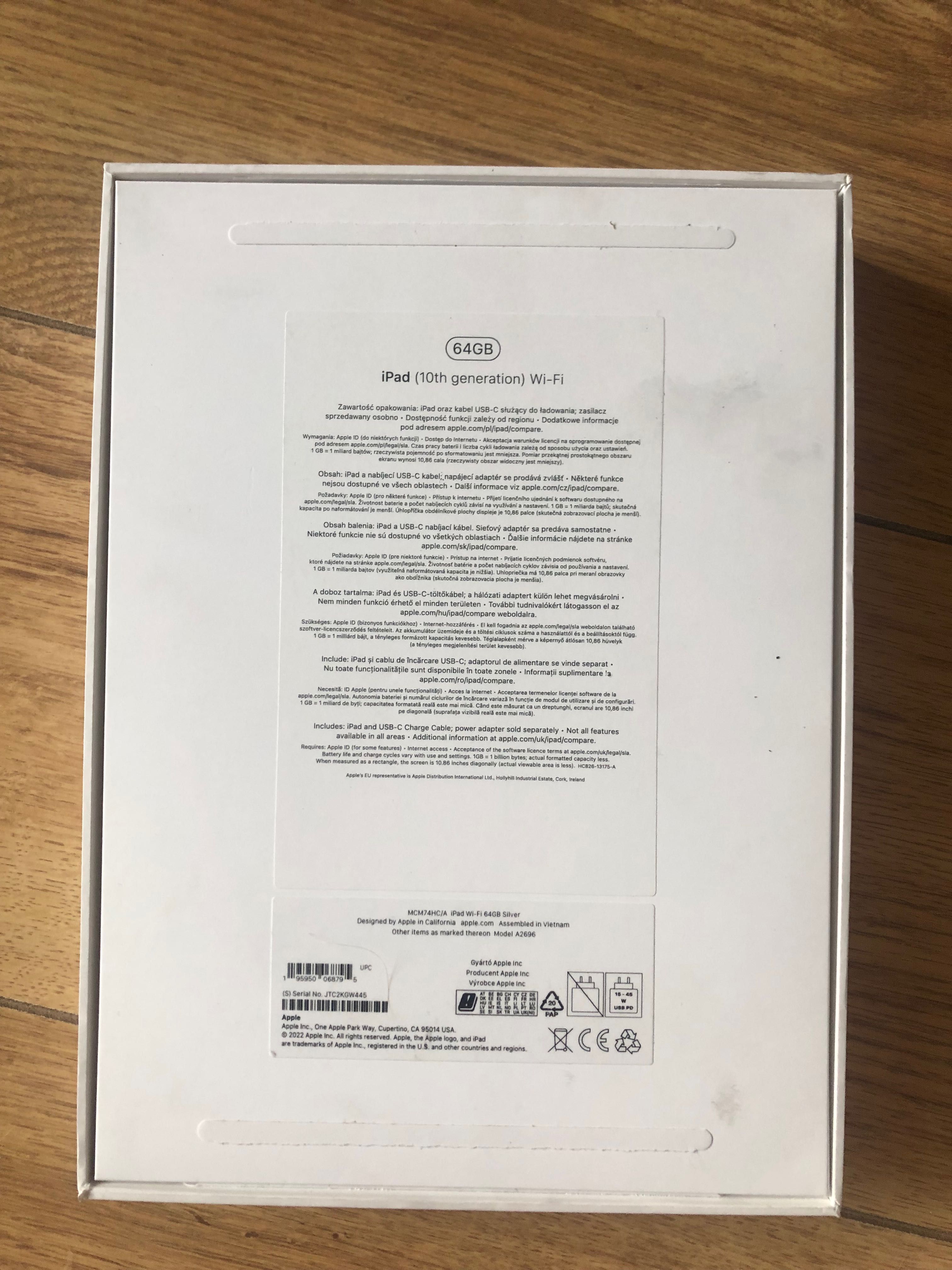 Pudełko oryginalne Apple IPad 10,9” 10 gen
