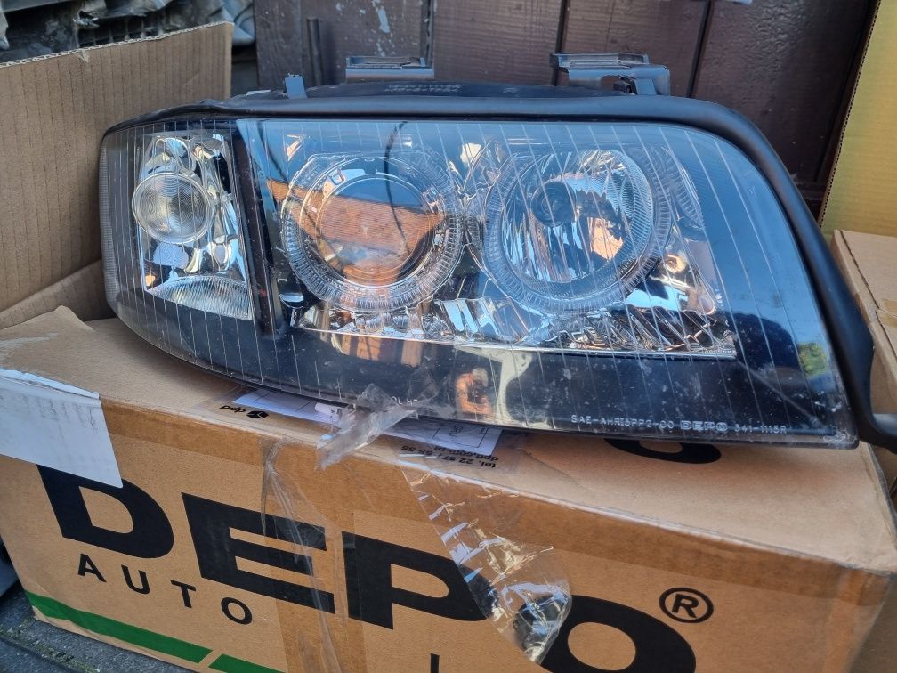Lampy przód Audi A6C5 ringi xenon d2s Lift DEPO  polift angel eyes