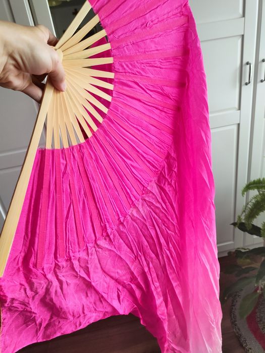 Fan veil wachlarz z jedwabną wstęgą welon flamenco taniec brzucha