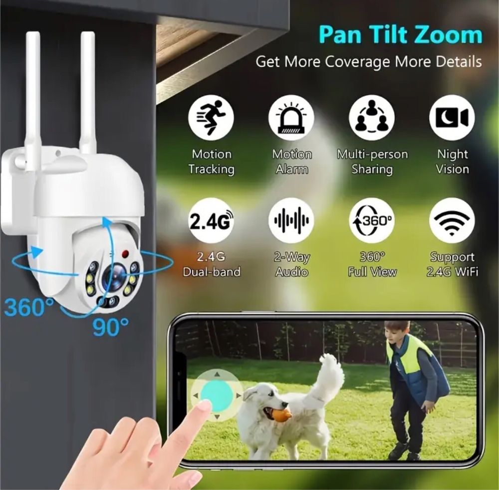 Obrotowa zewnętrzna kamera WiFi IP66 monitorowanie dzień i noc