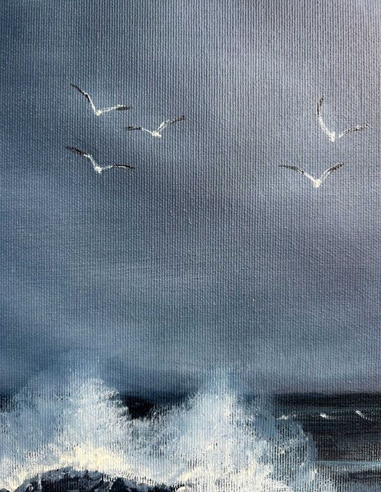 Картина Морський пейзаж Морська волна Полотно 50/40 Олія