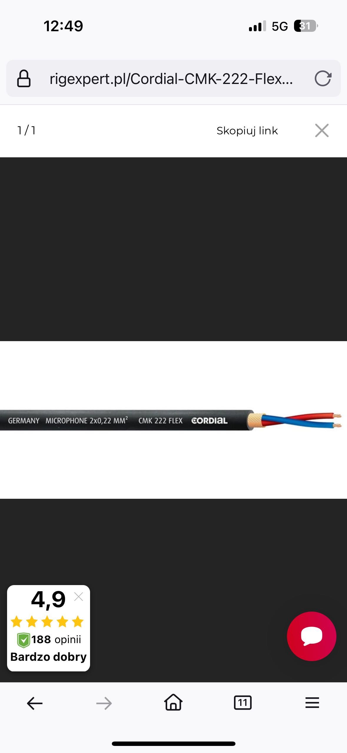 Kabel mikrofonowy 6 metrów Cordial 222 Flex XLR Schulz