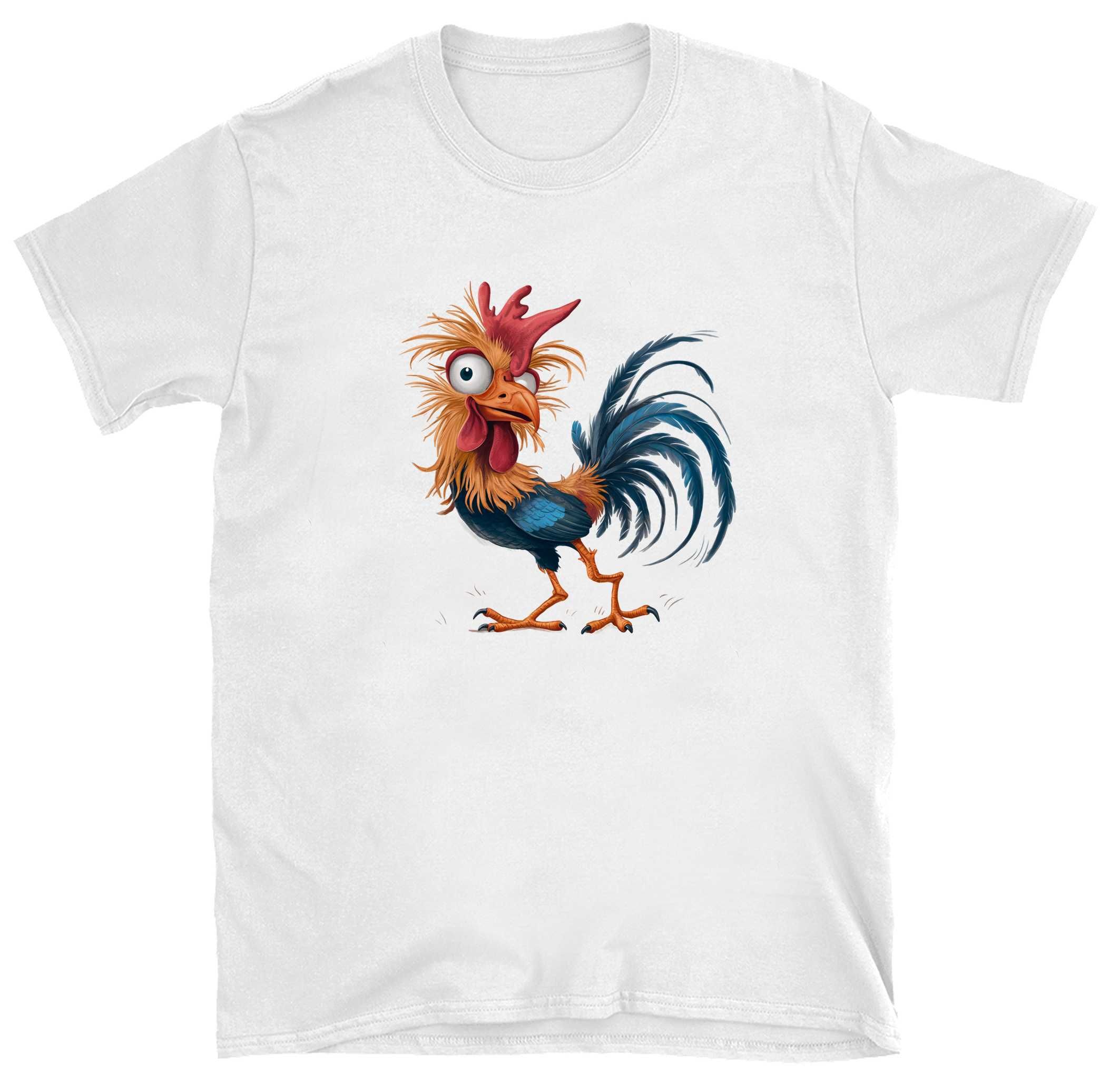 elegancki t-shirt z nadrukiem kreskówkowego kurczaka 100% bawełna 160g
