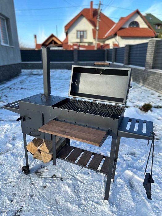 Мангал з пічкою під казан метал 4 мм на 8 шампурів ПОСИЛЕНИЙ