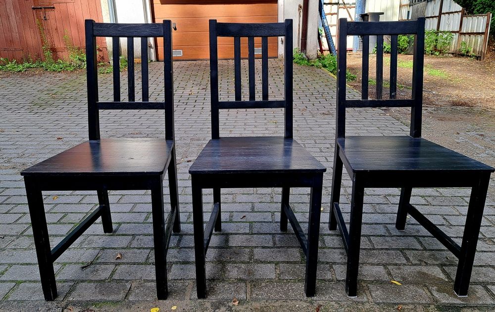 Czarne drewniane krzesła 2+1 gratis IKEA