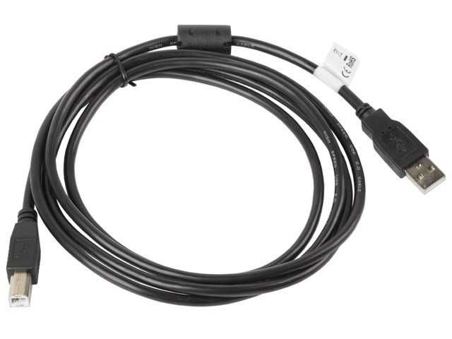 Lanberg Kabel USB 2.0 AM-BM 1.8M Ferryt czarny do drukarki, skanera