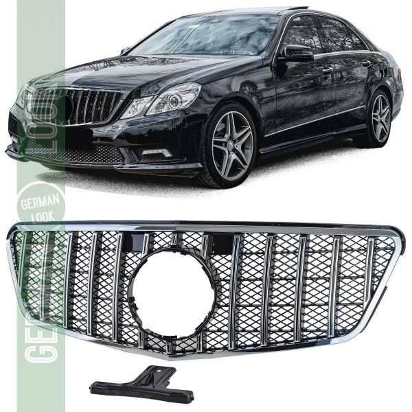 Grelha desportiva cromada preta Mercedes E W212 S212  09 a 13