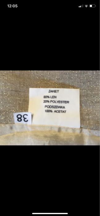Minge r 38 Żakiet na krótki rękaw 80% len damski beżowy elegancki