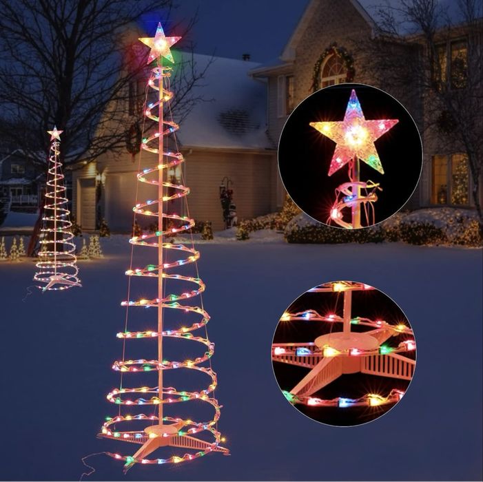 Дизайнерська спіральна розбірна ялинка з LED лампами висота 1.80 м