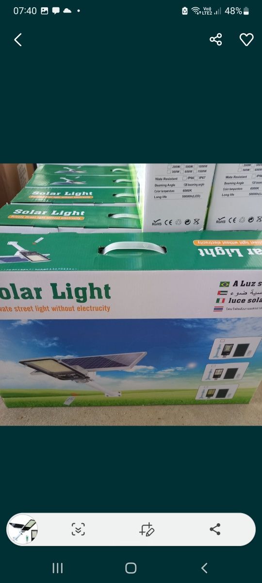 Lampa solarna 1500w obrotowy panel