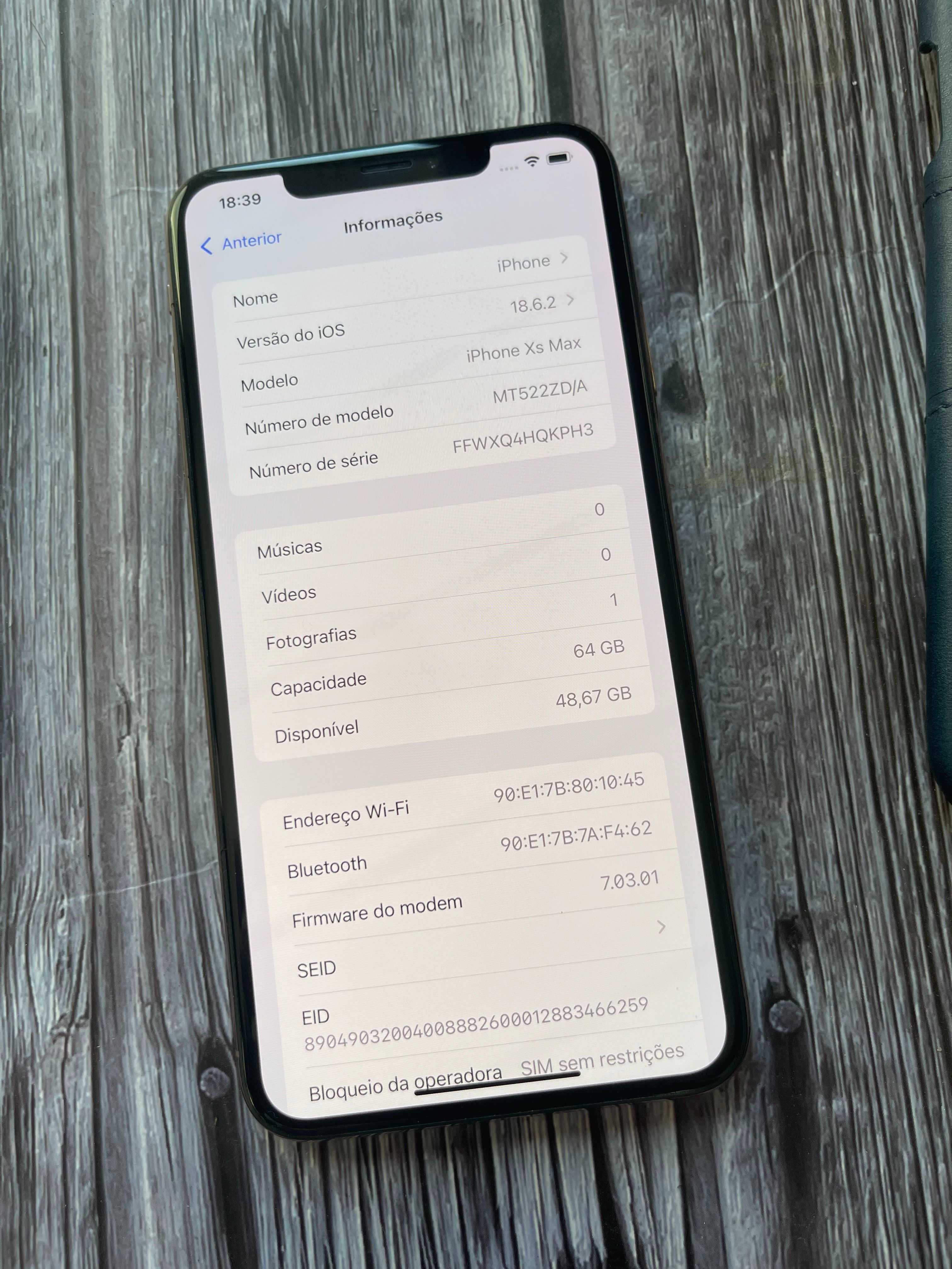  IPhone XS Max 64GB Dourado Desbloqueado Como Novo