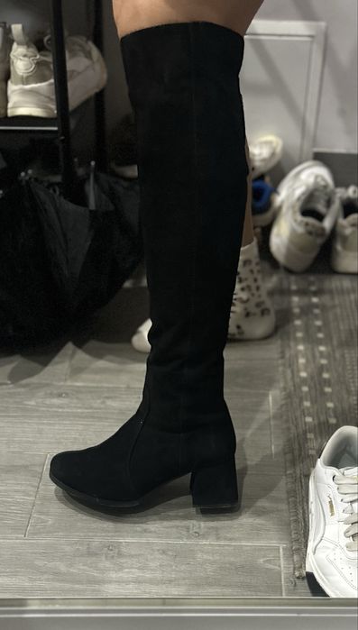 Чоботи ботфорти замшеві