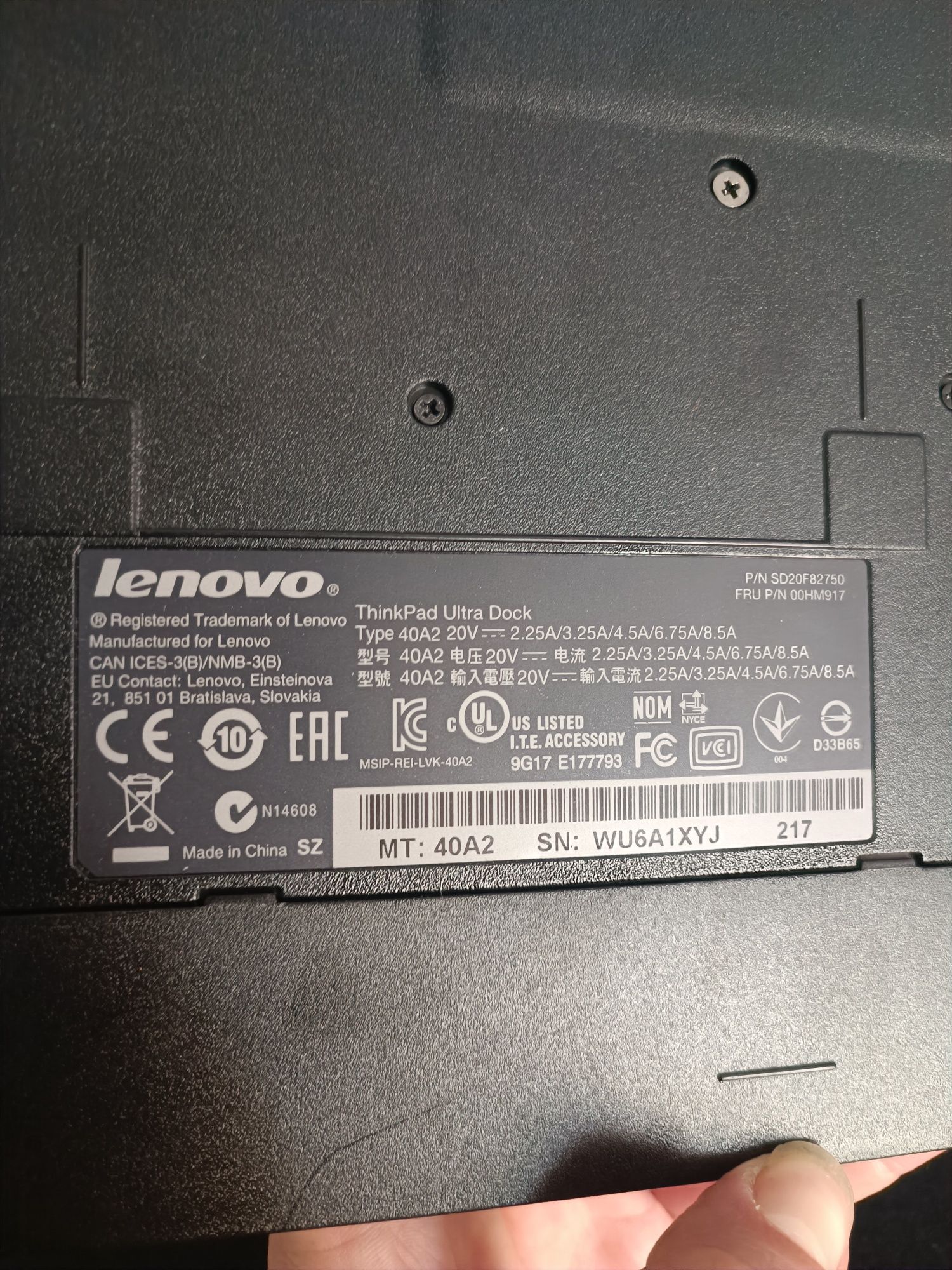Stacja dokująca Lenovo ThinkPad z zasilaczem
