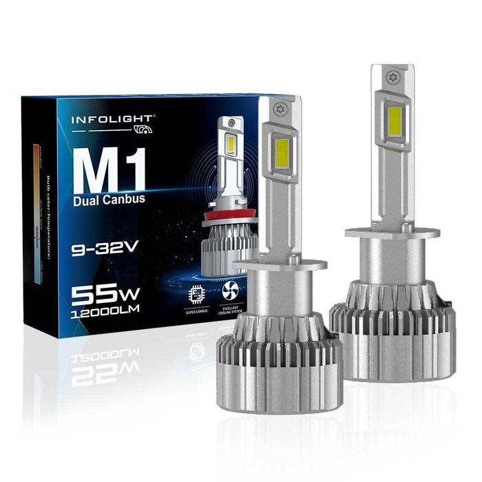 Світлодіодні лампи Infolight M1 Dual Canbus 55W Н1, H7, H11, H4, H3