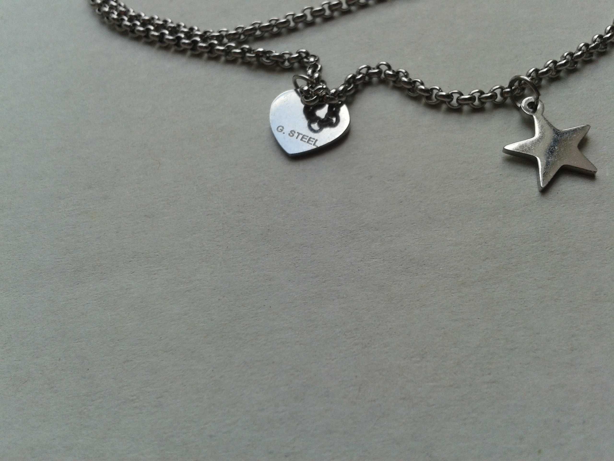 Pulseira de Pé Aço Coração e Estrela