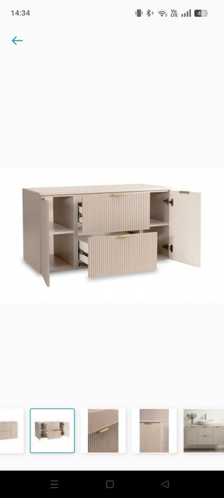 Szafka łazienkowa kaszmir 120 cm ryflowane drzwi