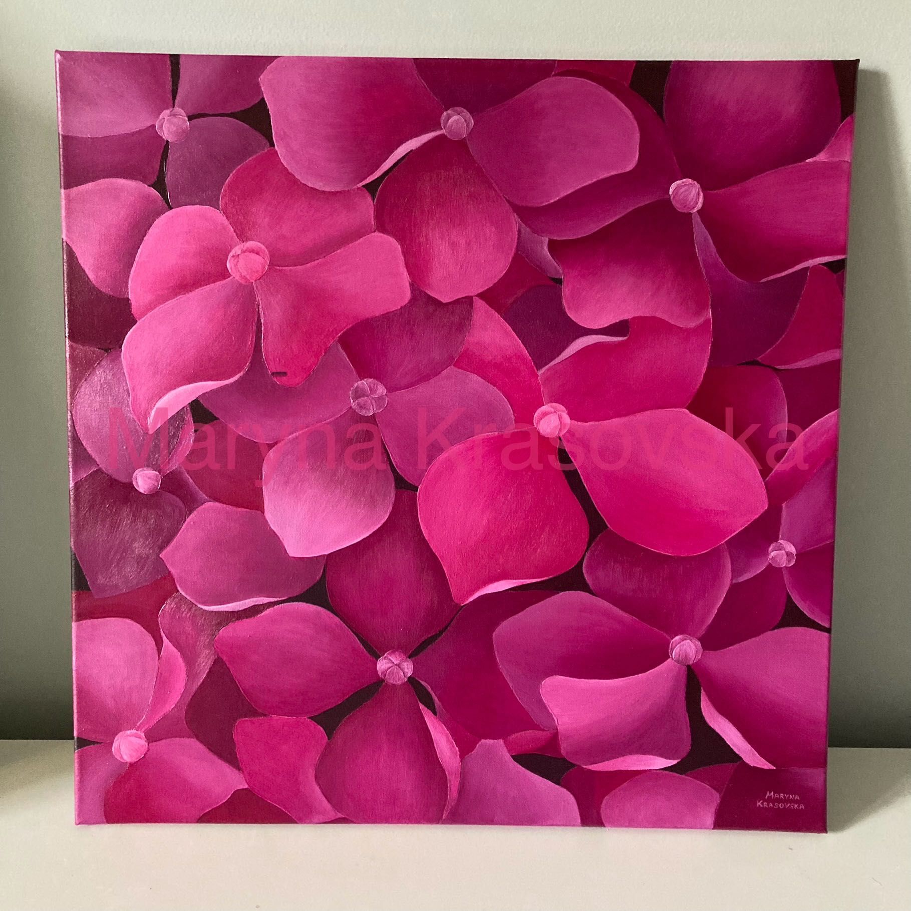 Obraz akrylowy kwiaty  hortensja 50x50