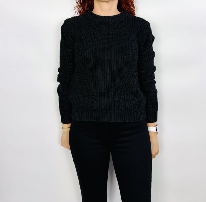 Czarny fakturowany sweter S 36 H&M