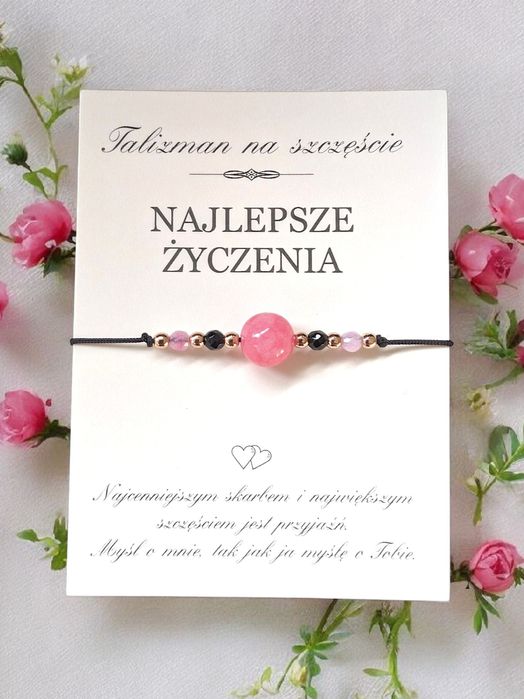 Bransoletka ochronna czarny turmalin hematyt różowy jadeit