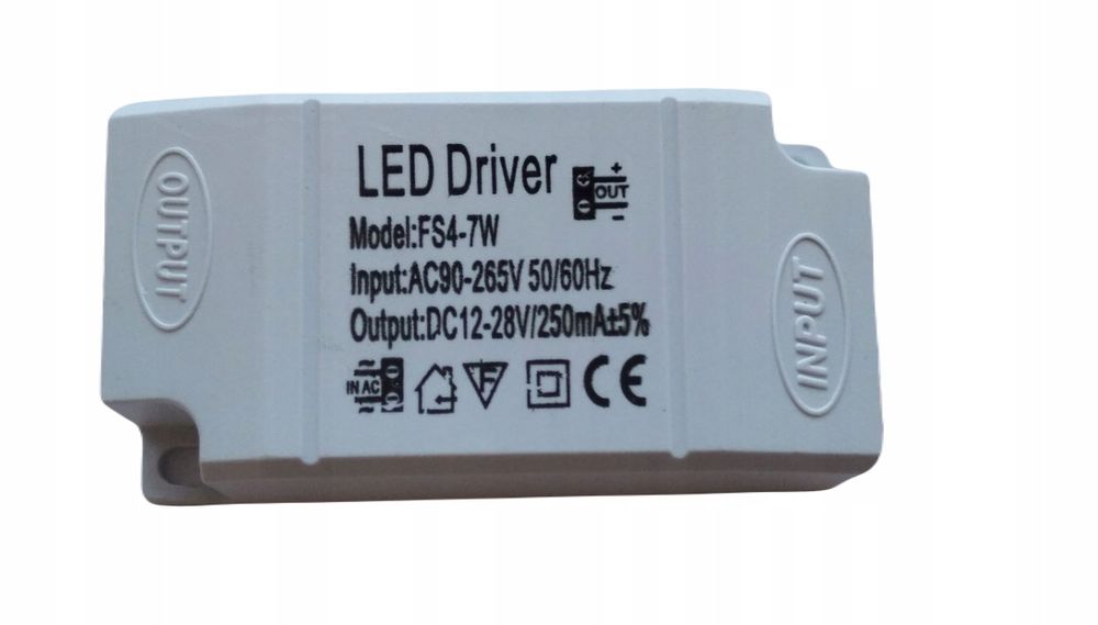 LED DRIVER zasilacz 4-7W 250mA w obudowie