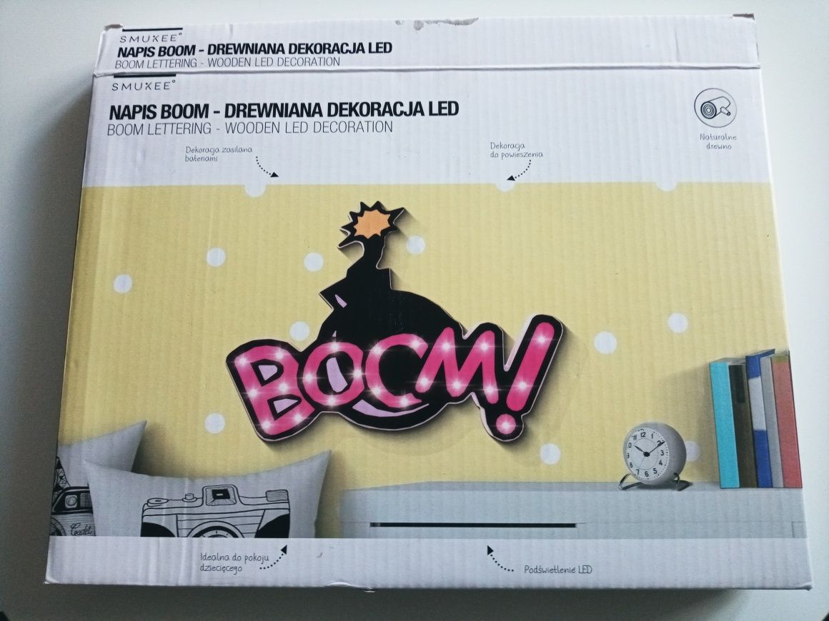 Nowy! Napis dekoracyjny "BOOM!"