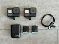 GoPro Hero 8 Black x2! MEGA ZESTAW dwóch kamer + ładowarka