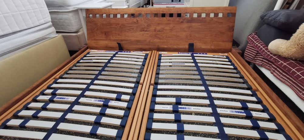 Piękne łóżko drewniane drzewo egzotyczne 160x200 stelaże z regulacją