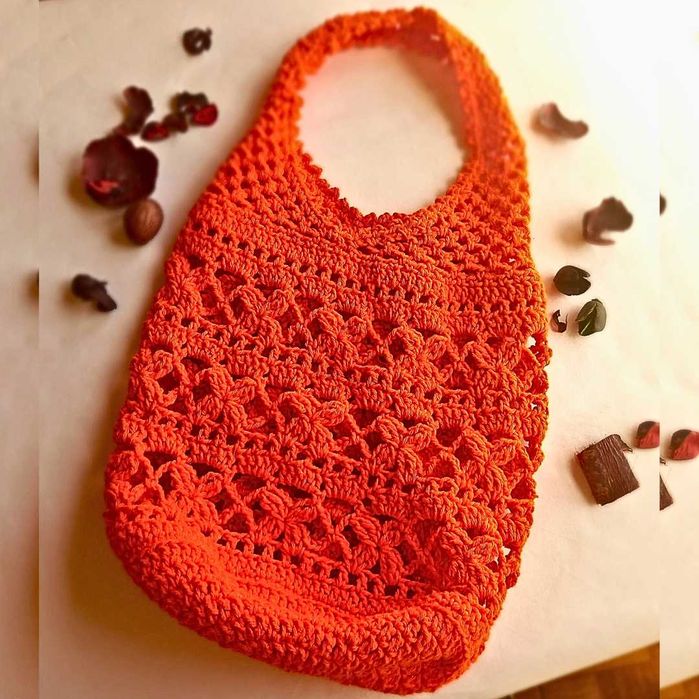 Ecobag em crochê vermelha