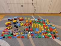 Duży ogromny zestaw LEGO Duplo pociąg tory klocki ludziki wagoniki !!
