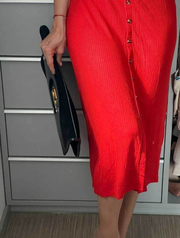 H&M śliczna długa MIDI maxi czerwona sukienka M