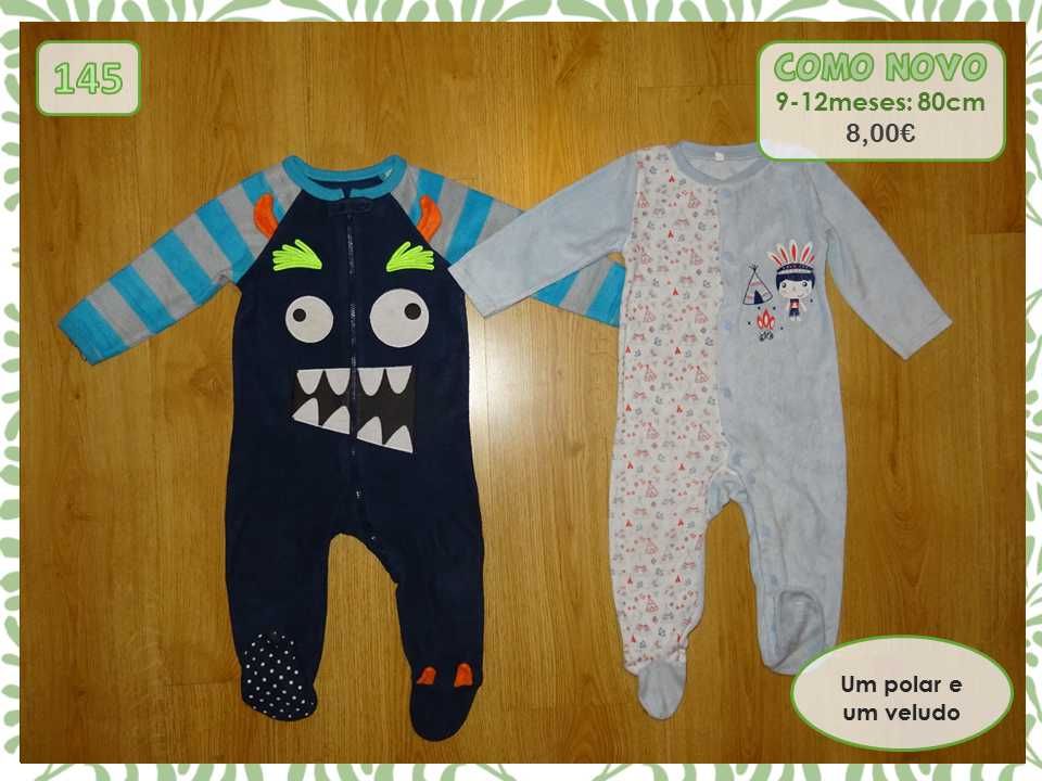 Babygrows e pijamas, vários tamanhos (oferta portes)