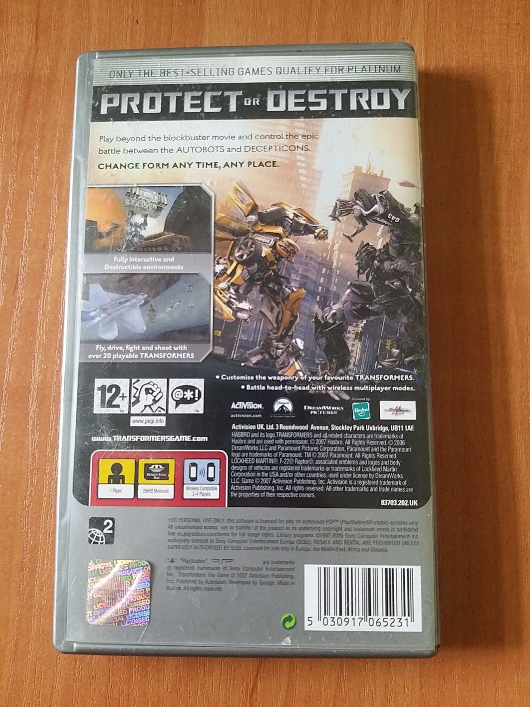 Gra Transformers na konsolę Sony psp