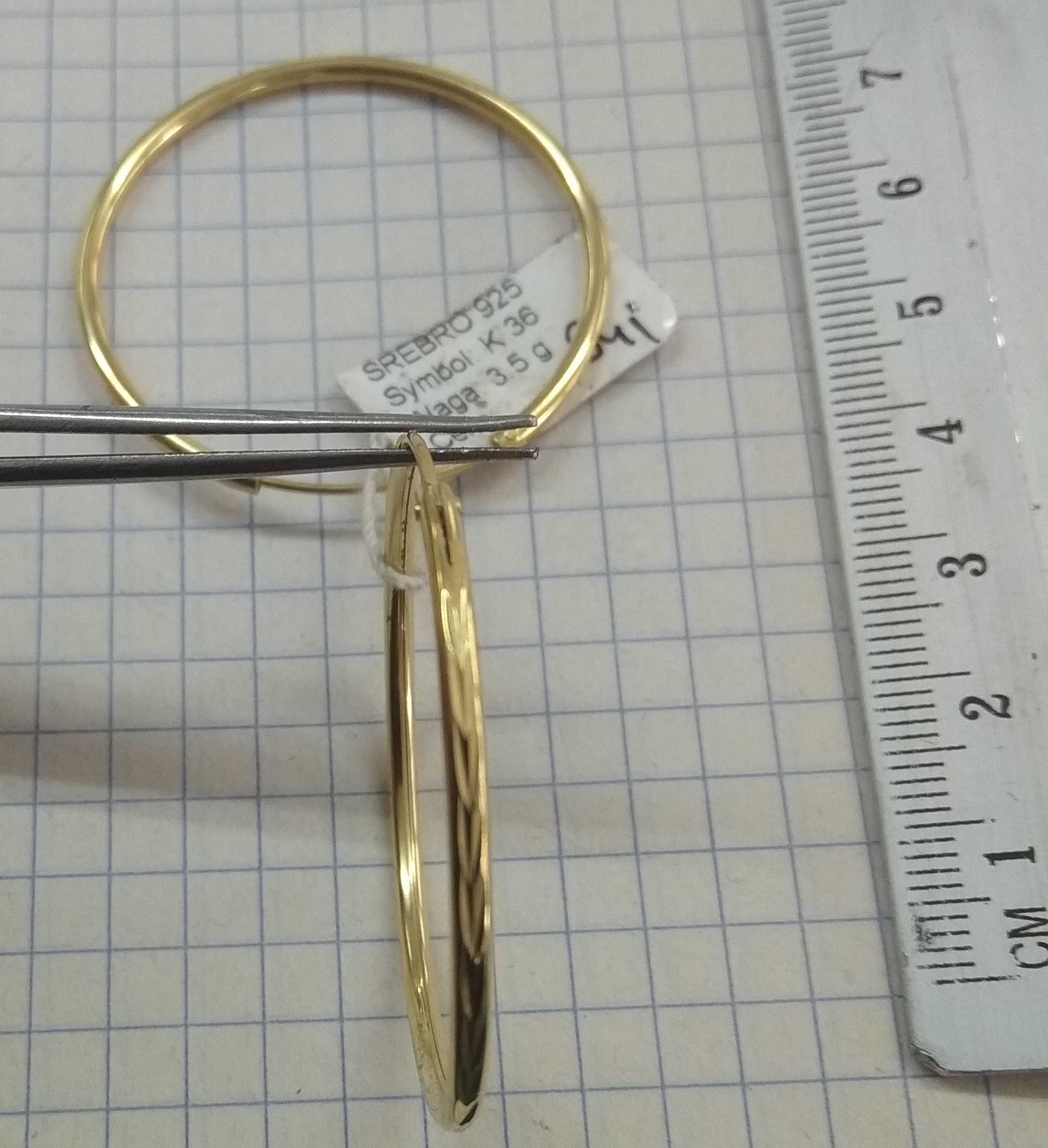 Kolczyki koła 4cm szerokie fasetowane Srebro 925 NOWE złocone