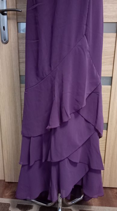 Boohoo Sukienka 46 falbany wesele impreza druhna maxi