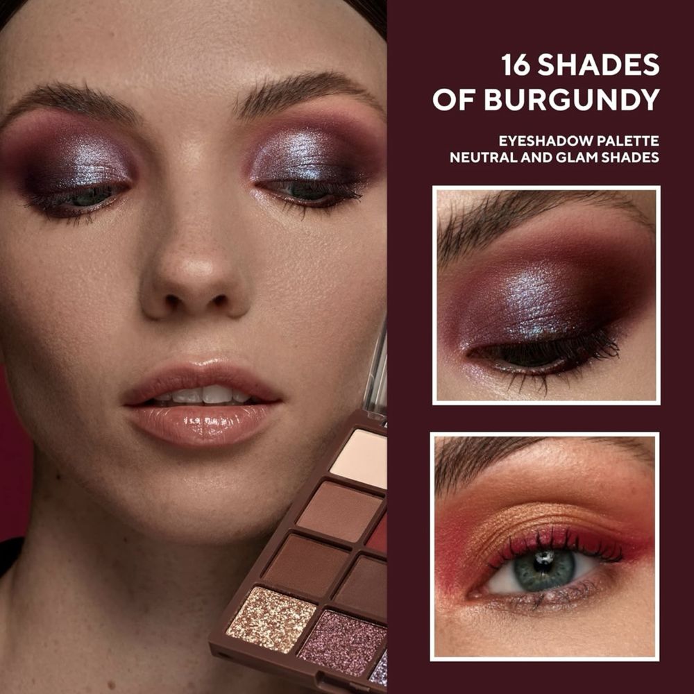 Стильна палетка тіней для повік LAMEL 16 Shades Of Burgundy