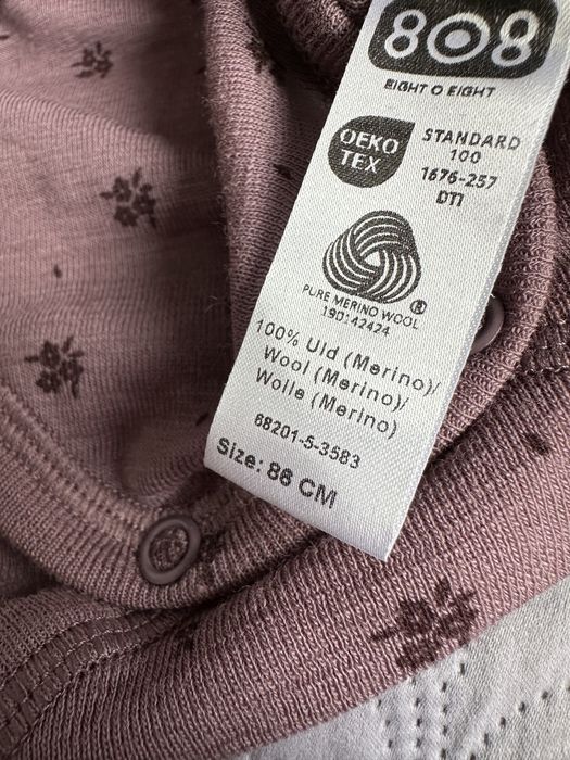 Body wełniane merino bielizna termoaktywna w kwiatki 86 92cm 808