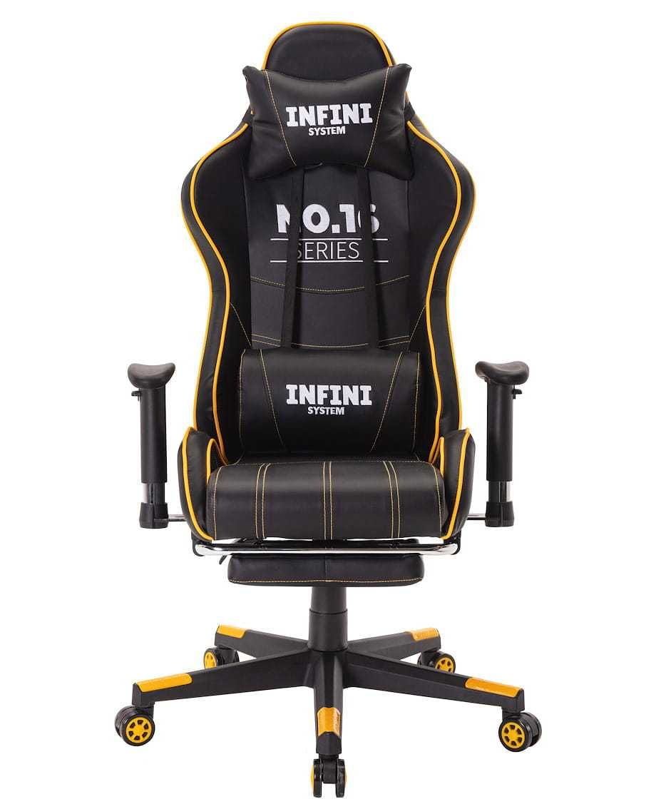 Fotel dla gracza Infini series No.16 Black/Yellow, krzesło do biurka