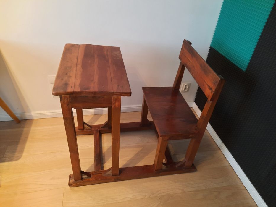 Ławka, biurko drewniane