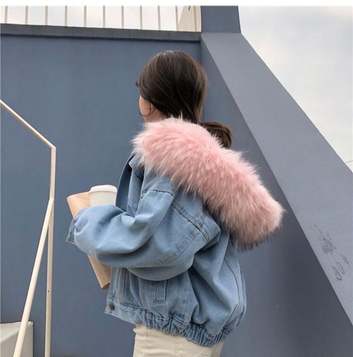 Куртка джинсова жіноча з хутром демісезон