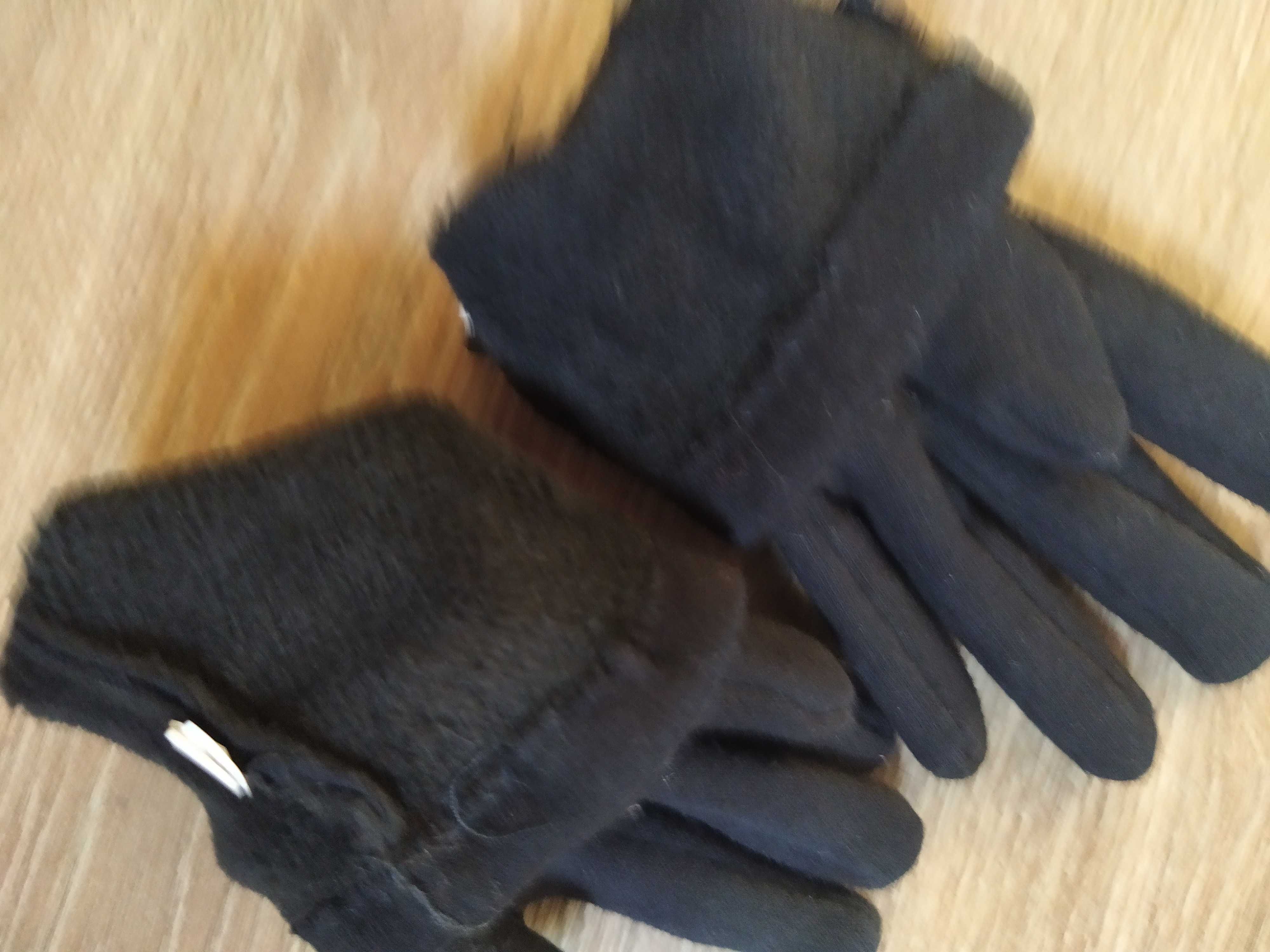 Rękawiczki eleganckie czarne ocieplane