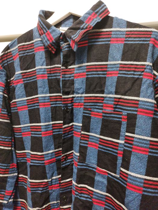 Koszula flanelowa z bawełny ciepła w kratę na guziki wytrzymała tarcie