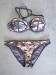 Strój kąpielowy bikini moro rozmiar 34/36, XS/S usztywniany push up