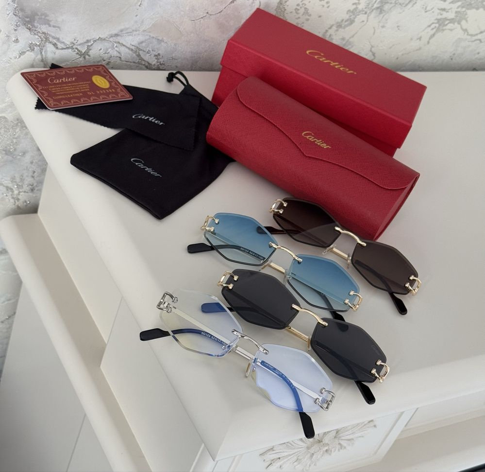 Солнцезащитные очки cartier полный комплект ромб тренд 2025