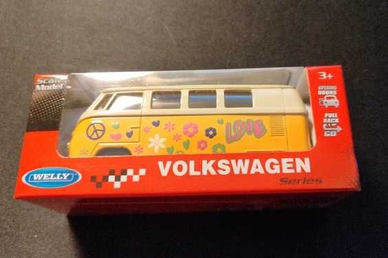 Welly VW Volkswagen T1  nowy model w pudełku 1/34-1/39 Hipis pomarańcz
