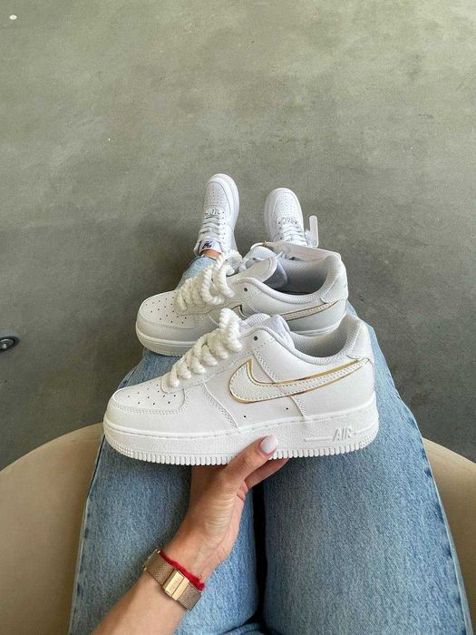 Кросівки Nike Air Force 1 07 Essential White/Gold premium