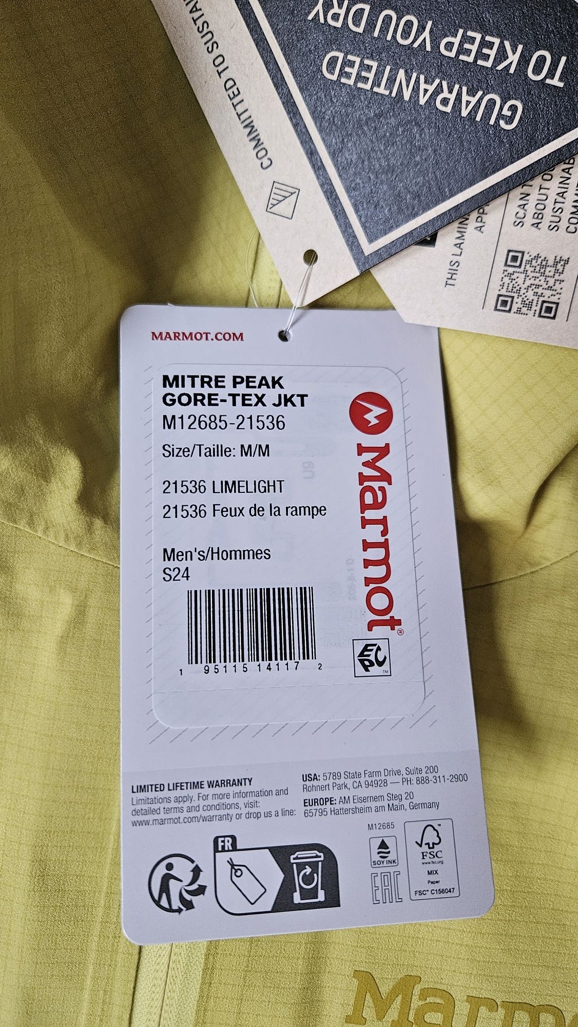 Kurtka przeciwdeszczowa Marmot Mitre Peak Gore-Tex Active GTX r.M