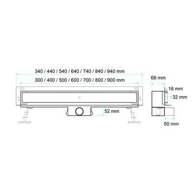 Odpływ liniowy 60cm ścienny Brick Wet&Dry Fala